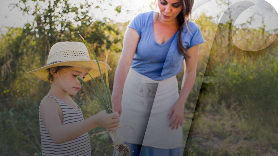 Frutas y Verduras Kilómetro Cero 1 Madre e Hija Cosechando